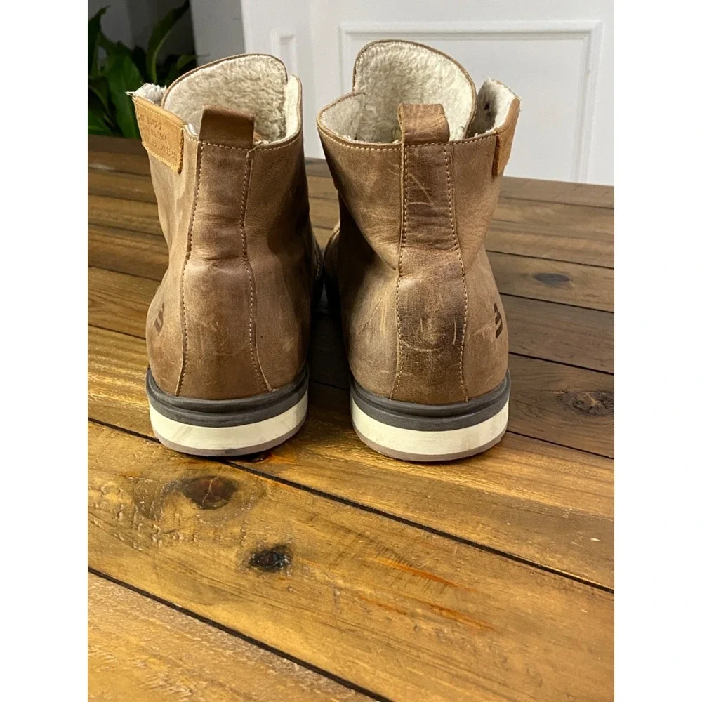 Bullboxer Gelos Men's Boots Size 13 Brown Leather Cap Toe Fur Lined Portugal